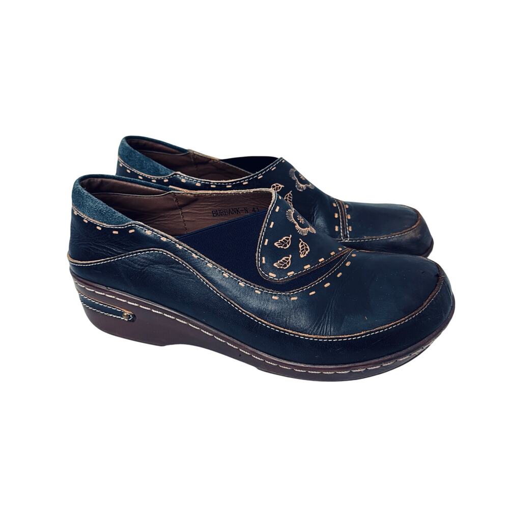 L’Artiste Shoes Womens Size 10 Burbank Navy Leather Boho Slip On Comfort 41 EU